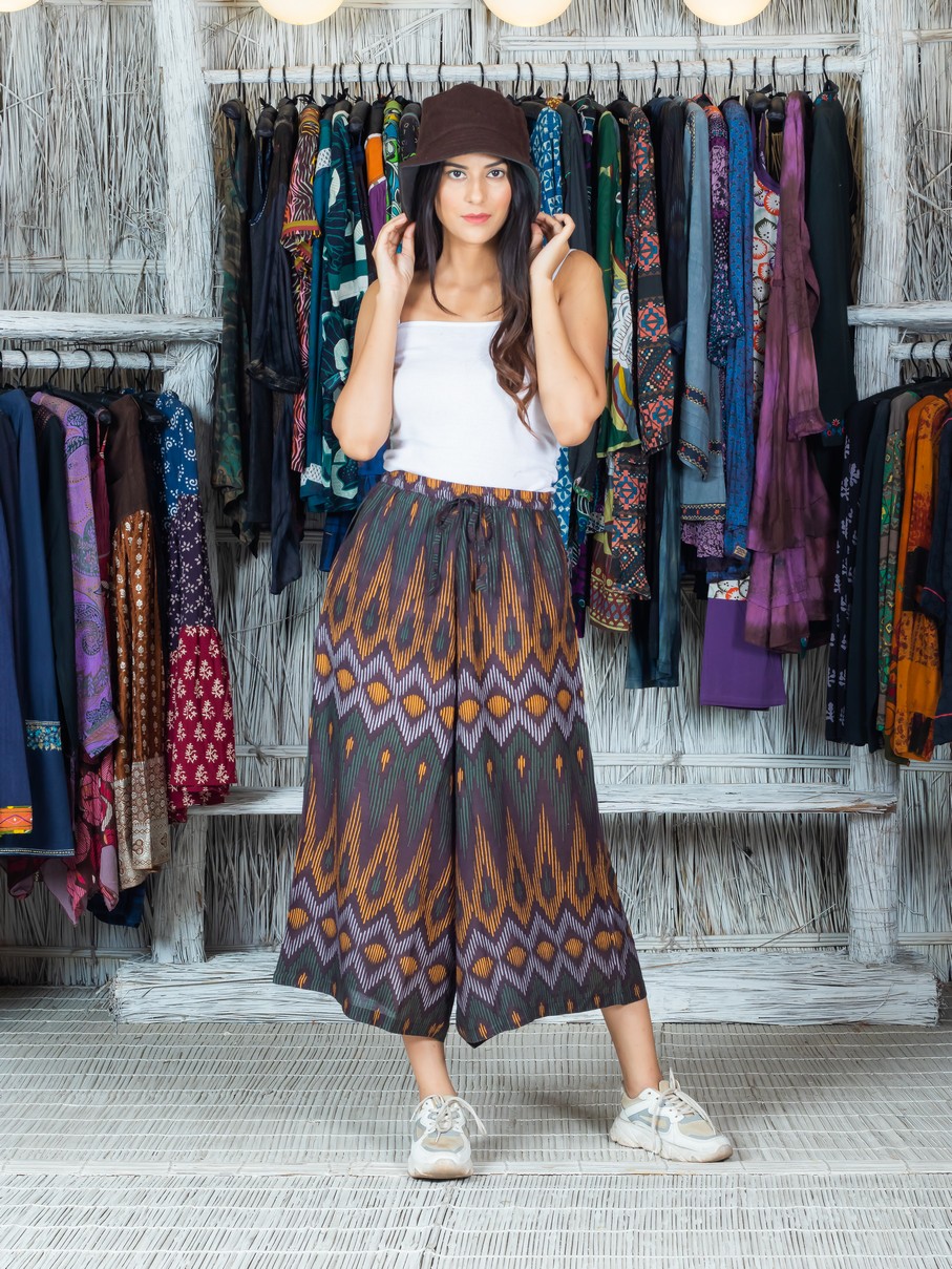 Ikat Print Twill Skirt – Sahara