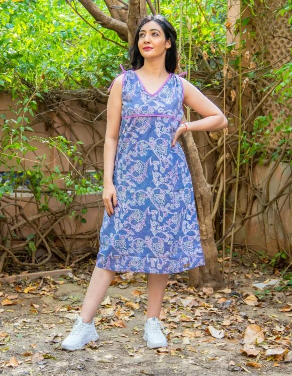 Art Nouveau 3244- slow dress- retro sky blue (4)