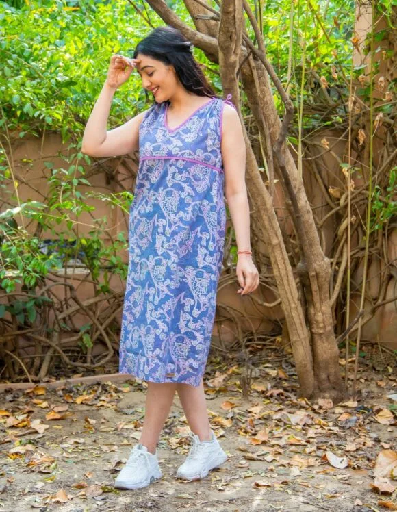 Art Nouveau 3244- slow dress- retro sky blue (5)