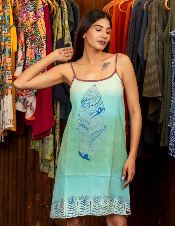 Art Nouveau 5430- slow dress- retro blue (4)