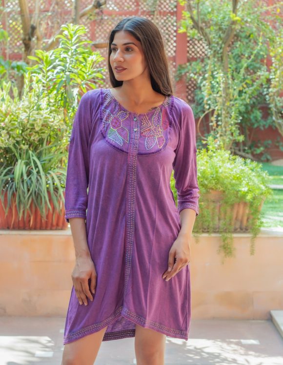 Adorable My Las Vegas Trip South American Influence Bohemian Knit Dress Featuring Intricate Colourful Hand Embroidery