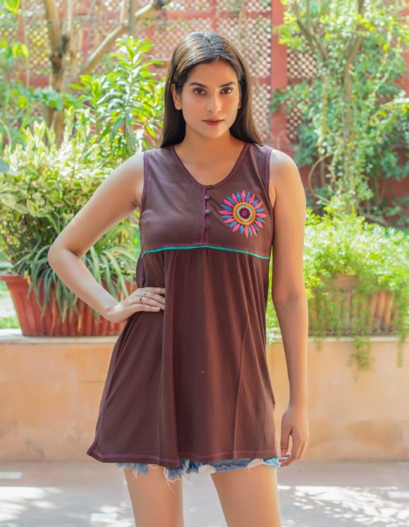 Next Level Happiness On A Perfect  Summer Afternoon Mexican Influence Bohemian Tunic Featuring Cute Floral Hand Embroidery