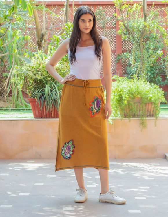 The Best Ever Summer Celebration Spanish Influence Knit Skirt Featuring Colourful Print Appliqué