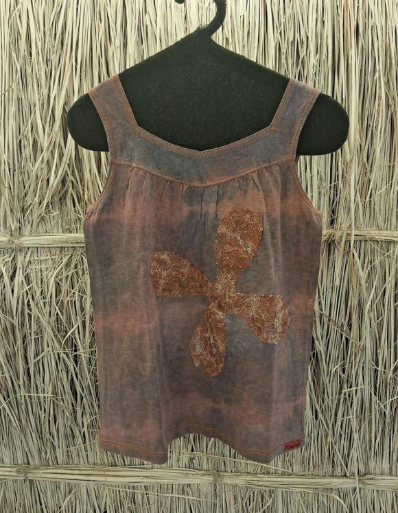 Made To Amaze South American Influence Shibori Top Featuring Beautiful Applique Motif