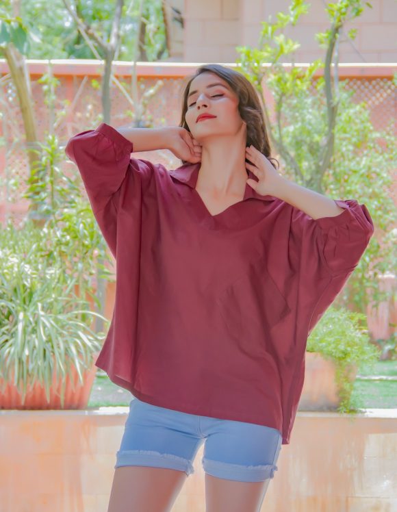 Fading Into The Autumn Horizon Moroccan Influence Oversized Tunic Featuring Stylish Collar