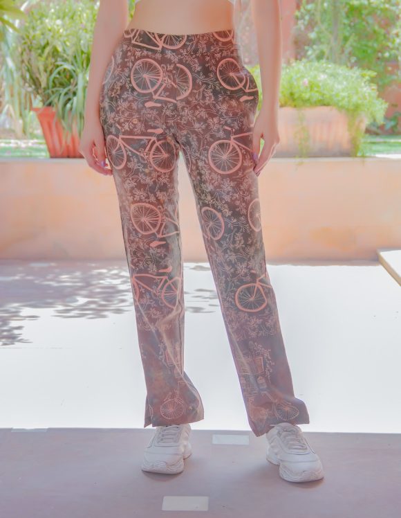 Levels Of Lavish Fun And Laughter Spanish Influence Bohemian Pants Featuring Mesmerizing Shibori With Cute CYCLE PRINT