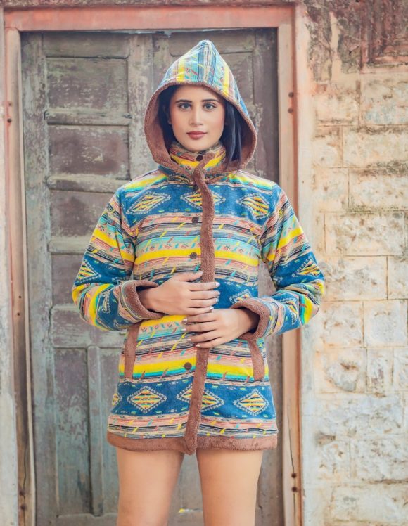Oh So Amazing Stargazing South American Influence Bohemian WARM Faux Fur Detailed QUILTED Jacket Featuring REMOVABLE HOOD