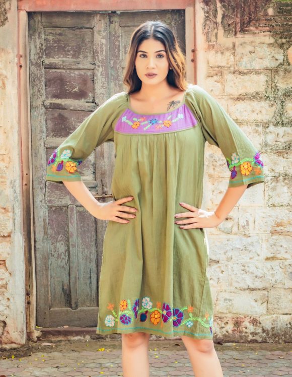 Beautiful Winter Days Ahead Spanish Influence Bohemian Dress Featuring Colourful Embroidery And Retro Styling