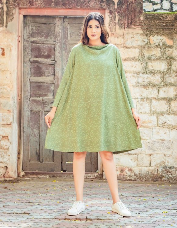 When Dreams & Hopes Collide Moroccan Influence Hand Block Printed Bohemian Dress Featuring Stylish Boat Neck